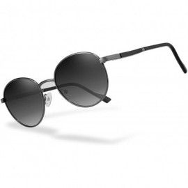 Round Classic Round Polarized Sunglasses for Women and Men- Metal Frame with Spring Hinges - CD18U06DU5D $9.97