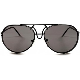 Aviator Retro Military 80's Fashion Womens Mens Rimless Air Force Style Sunglasses - Black - CZ18XRH0CLA $10.94