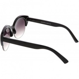 Rimless Women's Wide Arms Semi Rimless Round Lens Cat Eye Sunglasses 53mm - Black / Lavender - CN184S26TCL $9.77