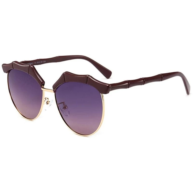 Rimless Vintage Bamboo Cat Eyes Polarized Sunglasses Street Shooting Trend Sunglasses - C218XD8XK4X $54.31