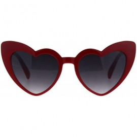 Oversized Women Lovely Heart Shape Over-sized Sunglasses Halloween Cat Eye Retro Sun Glasses UV400 - Burgundy Frame 1 Pack - ...