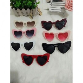 Oversized Women Lovely Heart Shape Over-sized Sunglasses Halloween Cat Eye Retro Sun Glasses UV400 - Burgundy Frame 1 Pack - ...