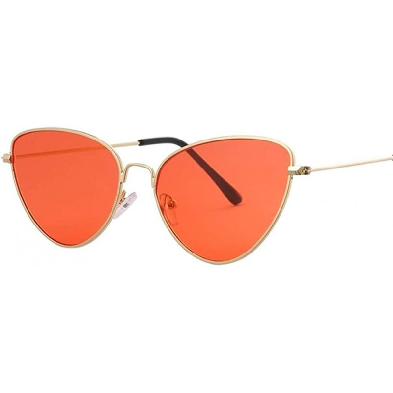 Cat Eye Red Sunglasses Women Luxury Cat Eye Sun Glasses For Women Cool Retro Female Sunglasses - Gold Red - CL198XN9M0U $11.31