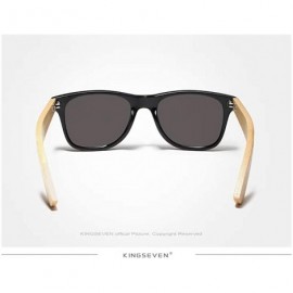 Rectangular Genuine bamboo sunglasses square men polarized UV400 - Silver - CB18N9240R2 $28.54