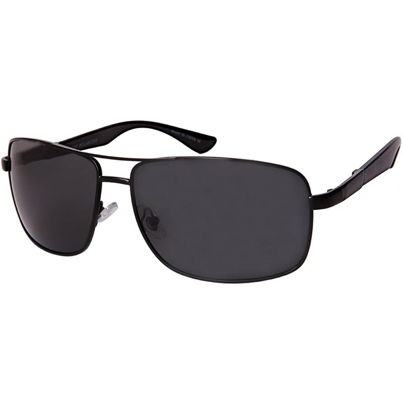 Rectangular Oversized Metal Polarized Aviators 1205-P - Matte Black - CF182LYNIQ8 $11.92