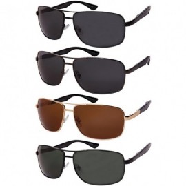 Rectangular Oversized Metal Polarized Aviators 1205-P - Matte Black - CF182LYNIQ8 $11.92