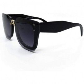 Oversized 7942-1 Oversized Rimless Flat Sunglasses - Solid Black - C618OOOST8I $11.31