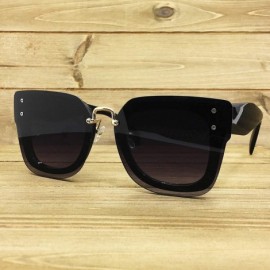 Oversized 7942-1 Oversized Rimless Flat Sunglasses - Solid Black - C618OOOST8I $11.31