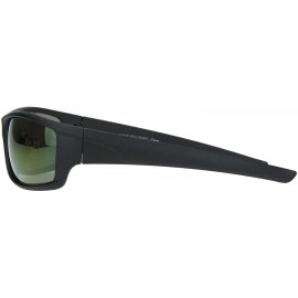 Sport Mens Color Mirror Lens Biker Style Warp Plastic Sunglasses - Matte Black Purple Mirror - C018M2DAAG3 $10.90