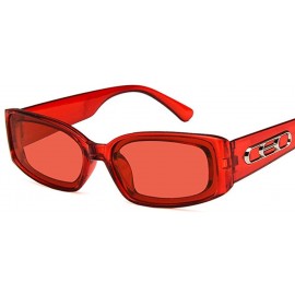 Rectangular Unisex Sunglasses Fashion Bright Black Grey Drive Holiday Rectangle Non-Polarized UV400 - Red - C618RLIZ44N $9.10