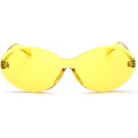 Rimless Vintage Fashion Rimless Oval Sunglasses Frameless Colored Lens - Yellow - CX18QSQNZDW $9.77