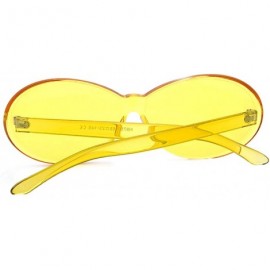 Rimless Vintage Fashion Rimless Oval Sunglasses Frameless Colored Lens - Yellow - CX18QSQNZDW $9.77