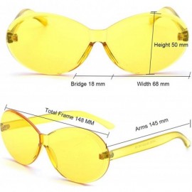 Rimless Vintage Fashion Rimless Oval Sunglasses Frameless Colored Lens - Yellow - CX18QSQNZDW $9.77