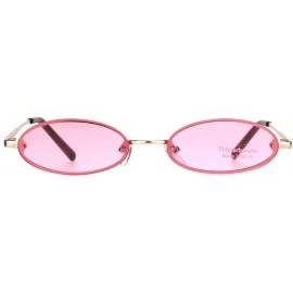 Oval Small Skinny Sunglasses Oval Rims Behind Lens Fashion Color Lens UV 400 - Gold (Pink) - C118SY9Z90N $9.75