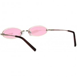 Oval Small Skinny Sunglasses Oval Rims Behind Lens Fashion Color Lens UV 400 - Gold (Pink) - C118SY9Z90N $9.75