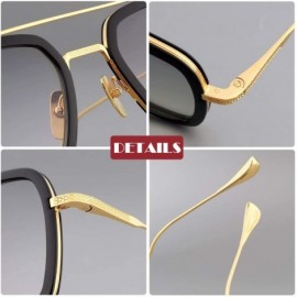 Aviator Sunglasses Metal Gold Square Frame Retro UV Protection - CE18WSZM8WR $10.81