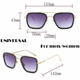 Aviator Sunglasses Metal Gold Square Frame Retro UV Protection - CE18WSZM8WR $10.81