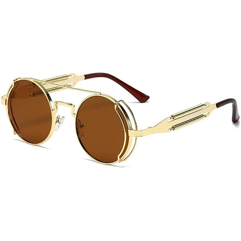 Rimless Steampunk Sunglasses Unisex-Modern Fashion Shade Glasses-Round Metal Frame - E - C3190ECNH2A $33.54