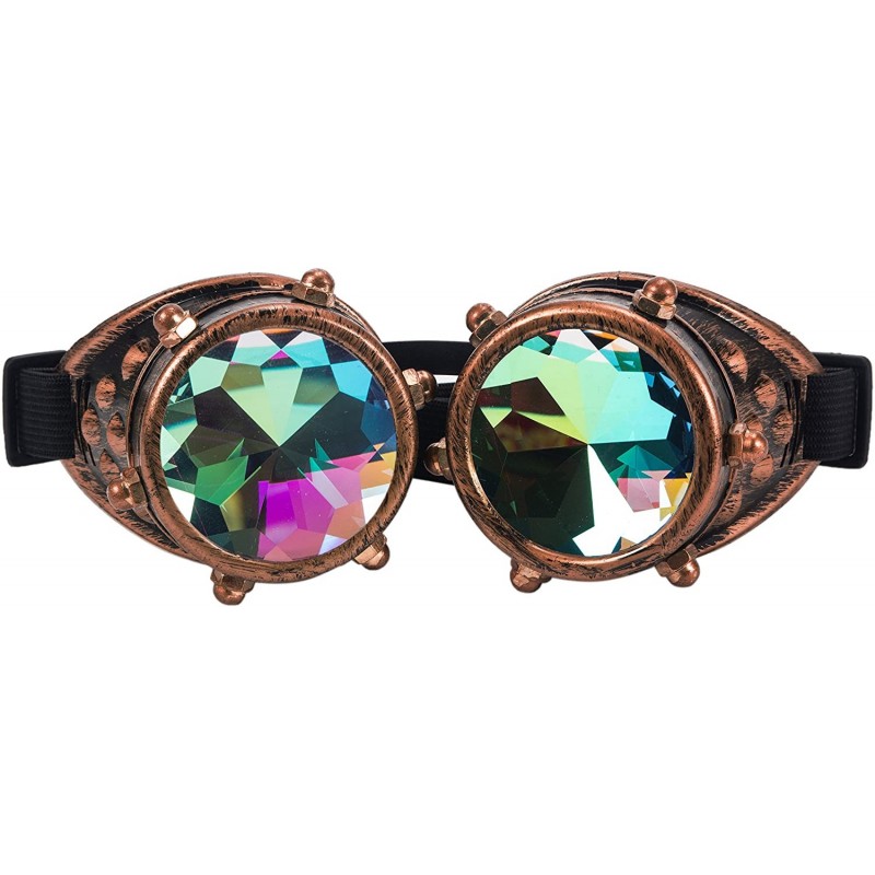 Goggle Steampunk Goggles Festival Kaleidoscope Glasses with Rainbow Prism Lens - Old Sliver - CW18SZWKWEQ $8.66