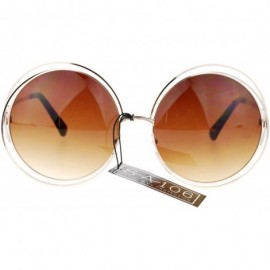 Oversized Avant Garde Double Circle Frame Round Designer Fashion Retro Sunglasses - Gold Brown - C2122BLSOKZ $13.56