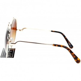 Oversized Avant Garde Double Circle Frame Round Designer Fashion Retro Sunglasses - Gold Brown - C2122BLSOKZ $13.56