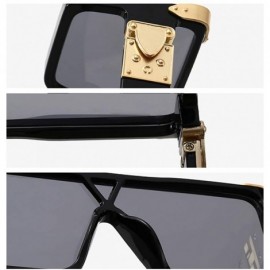 Shield Classic Flat Top Shield Sunglasses for men women Oversized sunglasses square sunglasses retro sunglasses - 8 - C6193LL...