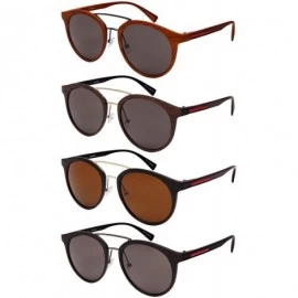 Oval Oval Sunglasses with Mini Brow Bar and Wood Patterned Frame 53095WD-SD - Matte Black - C0183XK9R0C $10.67