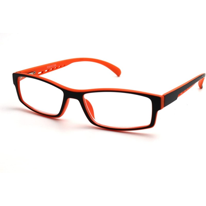 Rectangular 6904 SECOND GENERATION Semi-Rimless Flexie Reading Glasses NEW - Z4 Matte Black Orange 2 Tone - CQ18EWZUN30 $16.90