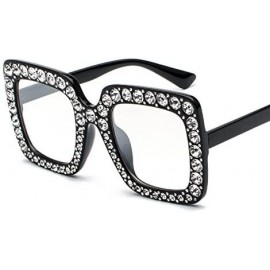 Square Black Sales Friday Deals Cyber Sales Monday Deals Week Women Sunglasses - Black Clear - C318EIMWH5T $12.24