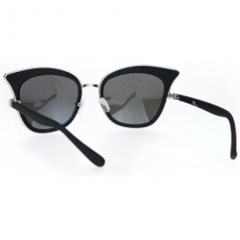 Cat Eye Womens Bat Shape Double Frame Retro Cat Eye Sunglasses - Black Mirror - CV12NT9XGAW $14.09