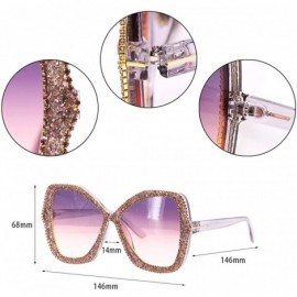 Oversized Sparkling Crystal Cat Eye Sunglasses UV Protection Rhinestone Sunglasses - Pink2046 - C318XRX2REC $17.66