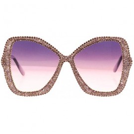 Oversized Sparkling Crystal Cat Eye Sunglasses UV Protection Rhinestone Sunglasses - Pink2046 - C318XRX2REC $17.66