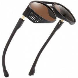 Shield Street Stylish Vintage Aviator Shade Sunglasses Glasses For Unisex Adults - Brown - C8196OM365X $8.93