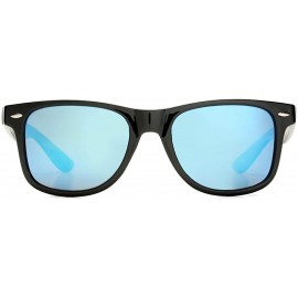 Sport Retro Polarized Sunglasses for Men Women Brand Designer Square UV400 Lens Sun Glasses - Black/Blue Mirror - CS18Q5DSWG4...