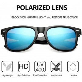 Sport Retro Polarized Sunglasses for Men Women Brand Designer Square UV400 Lens Sun Glasses - Black/Blue Mirror - CS18Q5DSWG4...