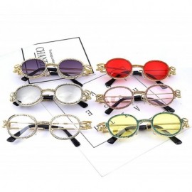 Round Vintage Small Round Diamond Sunglasses Women Fashion Steampunk Colorful Rhinestone Shades UV400 Oculos - Gv0276-6 - CT1...