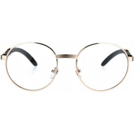 Round Round Clear Lens Glasses Wood Buffs Stylish Fashion Eyeglasses UV 400 - Gold - CF189NRKWOZ $10.75