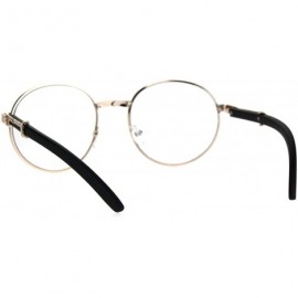 Round Round Clear Lens Glasses Wood Buffs Stylish Fashion Eyeglasses UV 400 - Gold - CF189NRKWOZ $10.75