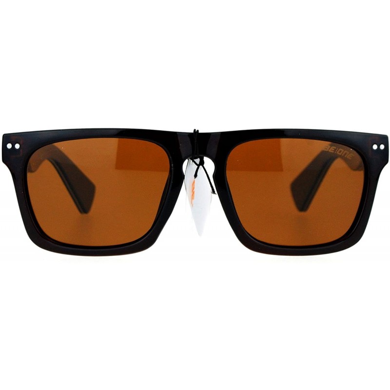 Rectangular Be One Polarized Sunglasses Unisex Classic Square Rectangular Fashion - Brown (Brown) - CB188KML0CQ $13.27