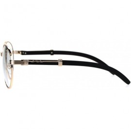 Round Round Clear Lens Glasses Wood Buffs Stylish Fashion Eyeglasses UV 400 - Gold - CF189NRKWOZ $10.75