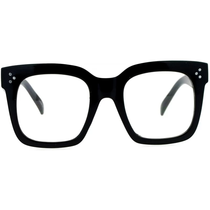 Wayfarer Oversize Thick Plastic Nerd Rectangular Horn Rim Horned Clear Lens Glasses - Shinny Black - CT12H5HA9BV $10.91