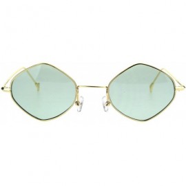 Rectangular Mens Vintage Style Diamond Metal Wire Rim Snug Sunglasses - Gold Green - C2185OSAU47 $8.60