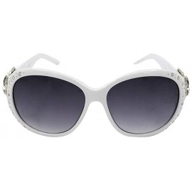 Wayfarer Wayfarer Tooled Sunglasses For Women Rhinestone Western UV 400 Protection Shades With Bling - White - CM199I8NOWO $1...