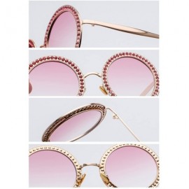 Rimless Women Round Rhinestone Sunglasses Metal Frame Polycarbonate lens - Gold Brown - CW18EOD28Q8 $9.71