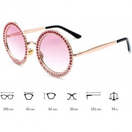 Rimless Women Round Rhinestone Sunglasses Metal Frame Polycarbonate lens - Gold Brown - CW18EOD28Q8 $9.71