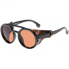 Round Women's Retro Small Round Plastic Frame Candy Color Design Sunglasses - Black Brown - CN18WE7XXLO $25.89