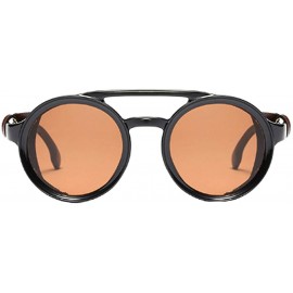 Round Women's Retro Small Round Plastic Frame Candy Color Design Sunglasses - Black Brown - CN18WE7XXLO $25.89