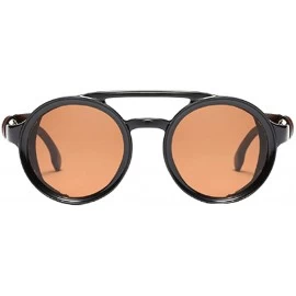 Round Women's Retro Small Round Plastic Frame Candy Color Design Sunglasses - Black Brown - CN18WE7XXLO $25.89