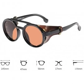 Round Women's Retro Small Round Plastic Frame Candy Color Design Sunglasses - Black Brown - CN18WE7XXLO $25.89