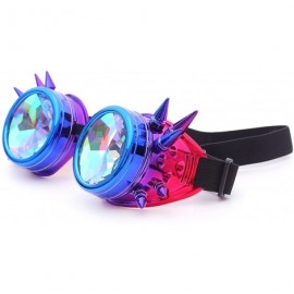 Aviator Kaleidoscope Steampunk Rave Glasses Goggles with Rainbow Crystal Glass Lens - Blue-purple Spike - C618GLU6I4N $13.70